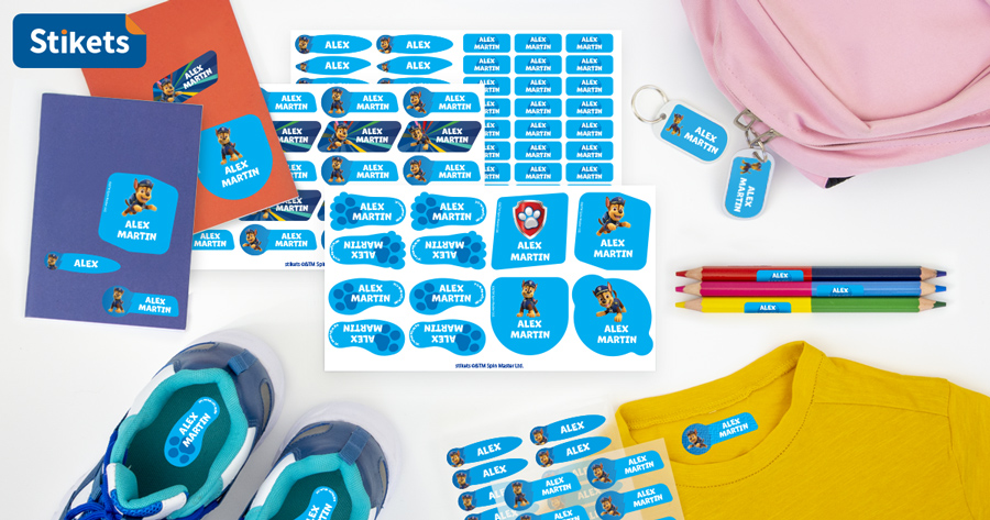 Tag clothes and Nursery School items with Paw Patrol's name labels